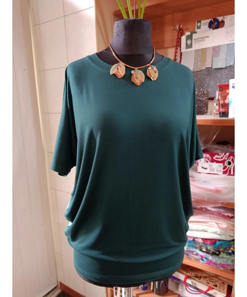 Bluzka Sonia w luźnym stylu oversize krótki rękaw - butelkowa zieleń